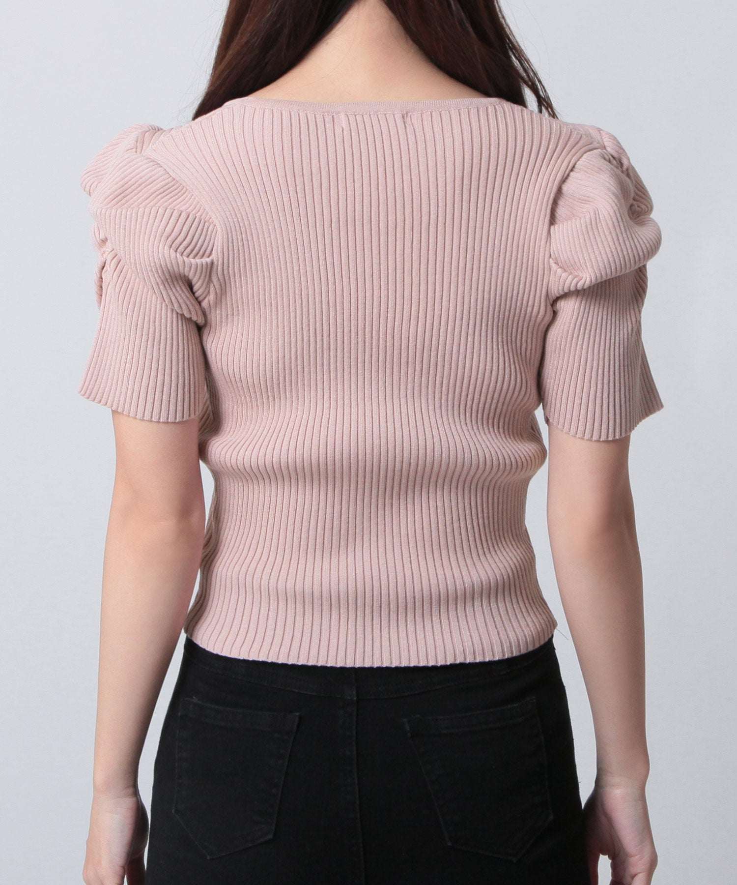 JULIA BOUTIQUE Square Neck Power Shoulder Knit Top / 24015