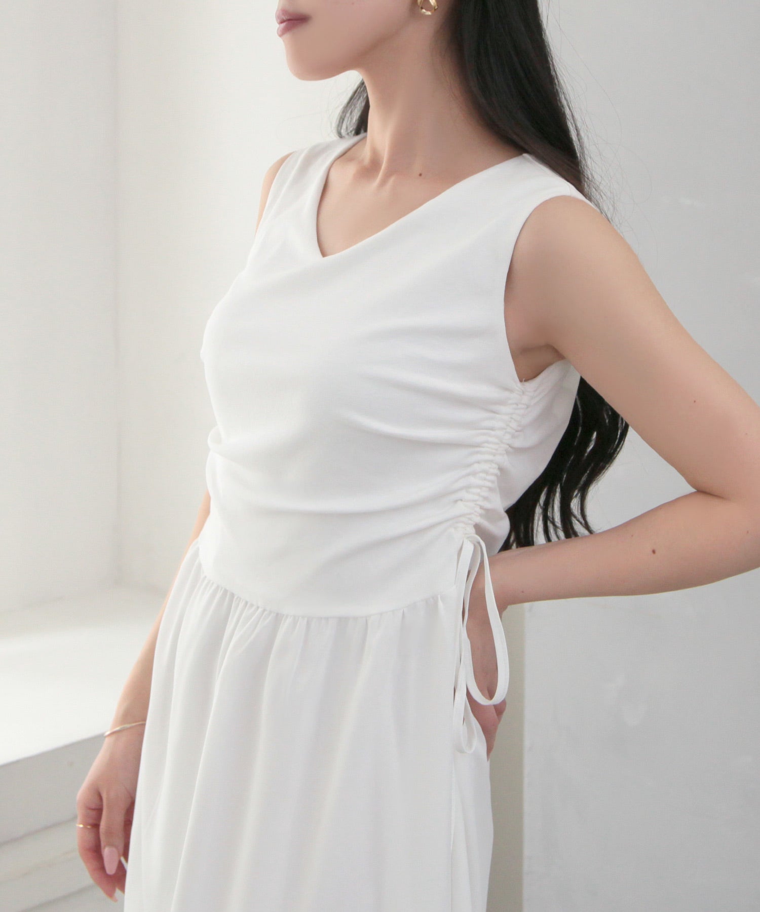 JULIA BOUTIQUE Drawstring Gathered Flare One-Piece Dress / 24054