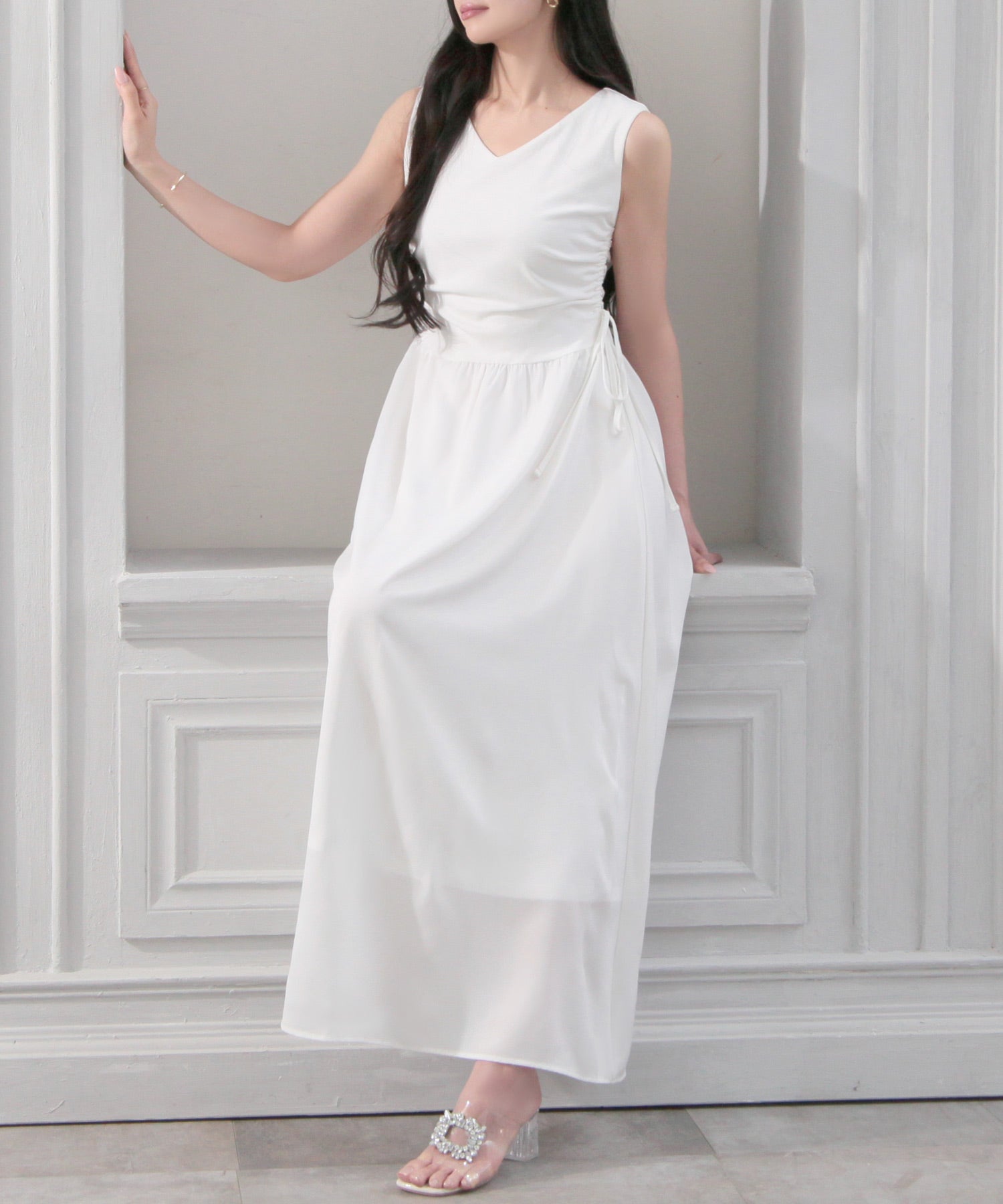 JULIA BOUTIQUE Drawstring Gathered Flare One-Piece Dress / 24054