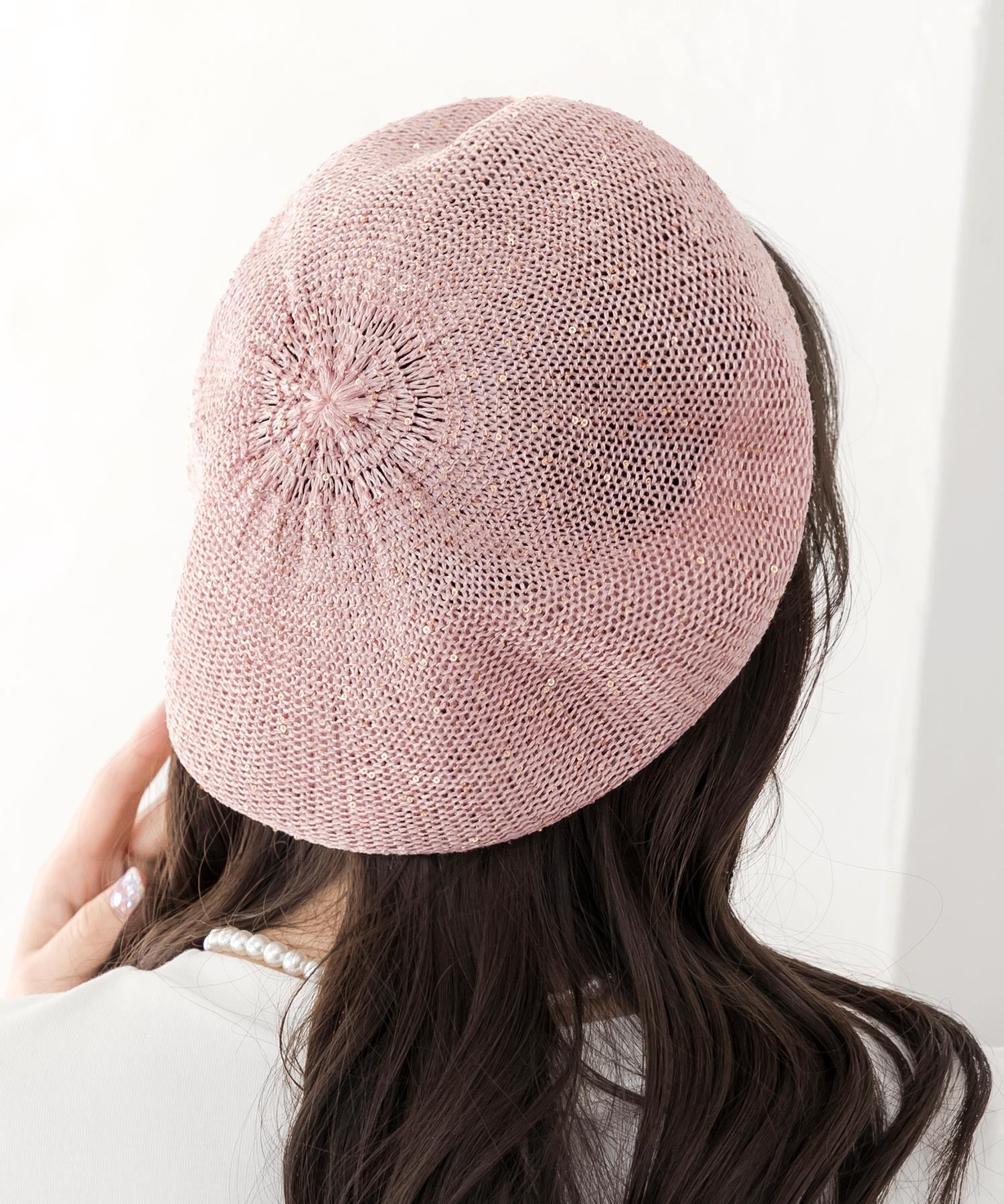 JULIA BOUTIQUE Spangle Summer Beret [24111] Beret Summer Hat Hat Women's Summer Free Size 53cm Shallow Size Adjustment Sequin Plain Cute Neat Adult Casual Korean Black White