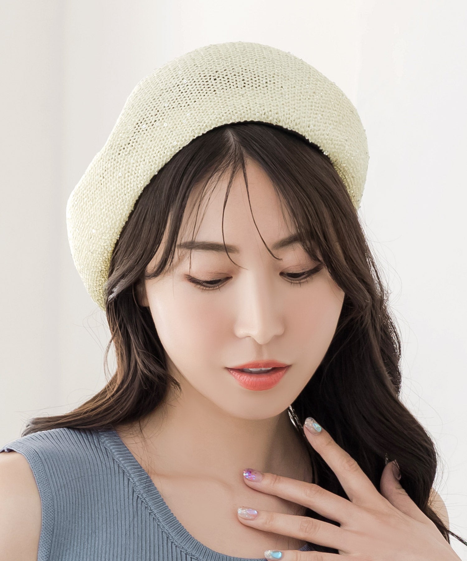 ジュリアブティック JULIA BOUTIQUE スパングルサマーベレー帽[24111] ベレー帽 サマーハット 帽子 レディース 夏 フリーサイズ 53cm 浅め サイズ調整 スパンコール 無地 可愛い きれいめ 大人 カジュアル 韓国 黒 白,アイボリー