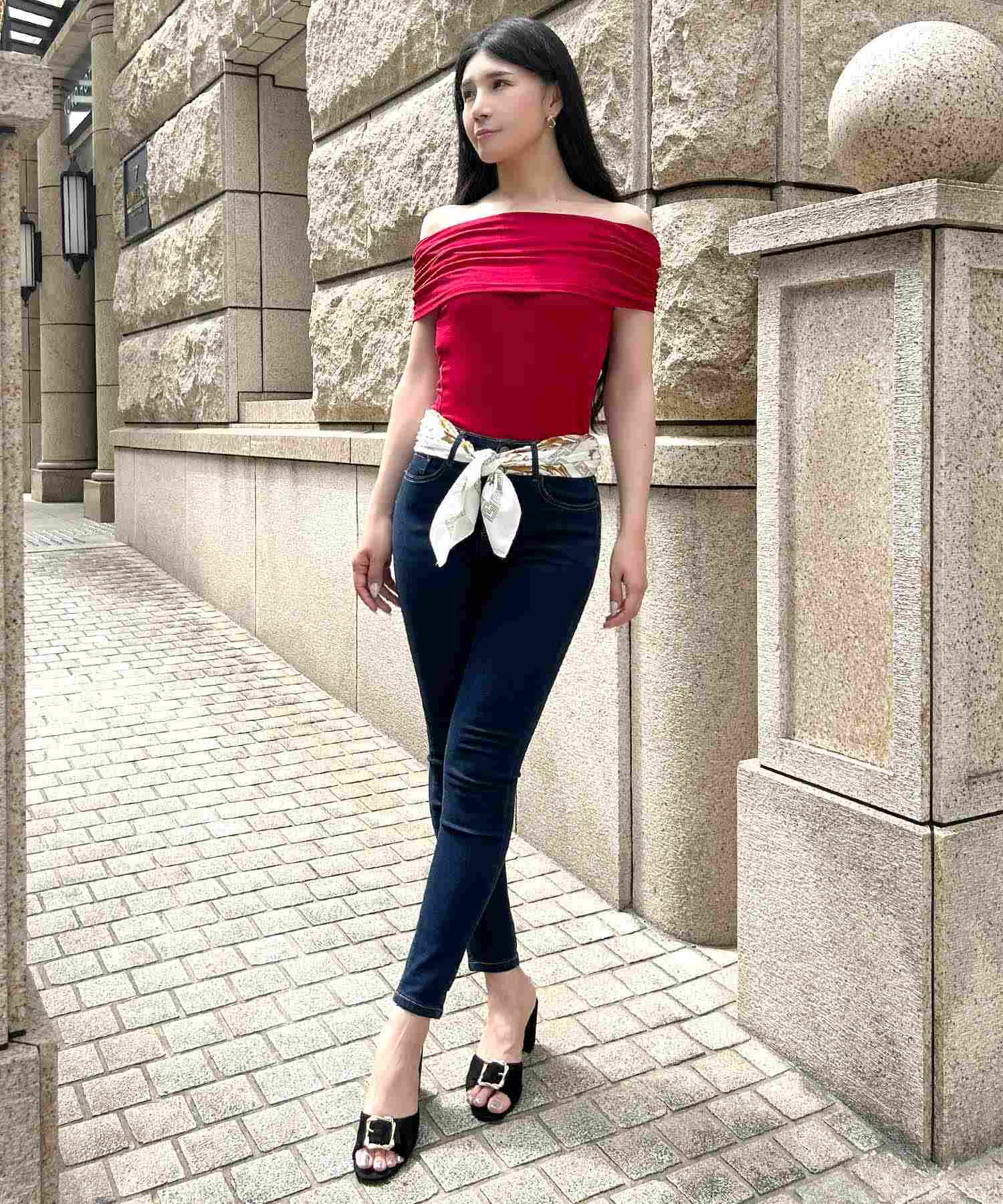 JULIA BOUTIQUE Gather Off-Shoulder Top [24127] Tops Cut and Sew Women'