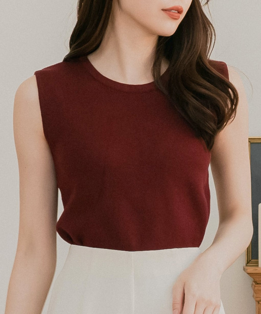 ジュリアブティック JULIA BOUTIQUE Uネック・パーソナルカラーニットトップス [24517 ノースリーブ ミドル 無地 Uネック レディース ブラック 黒 グレー ピンク ホワイト 白 ]