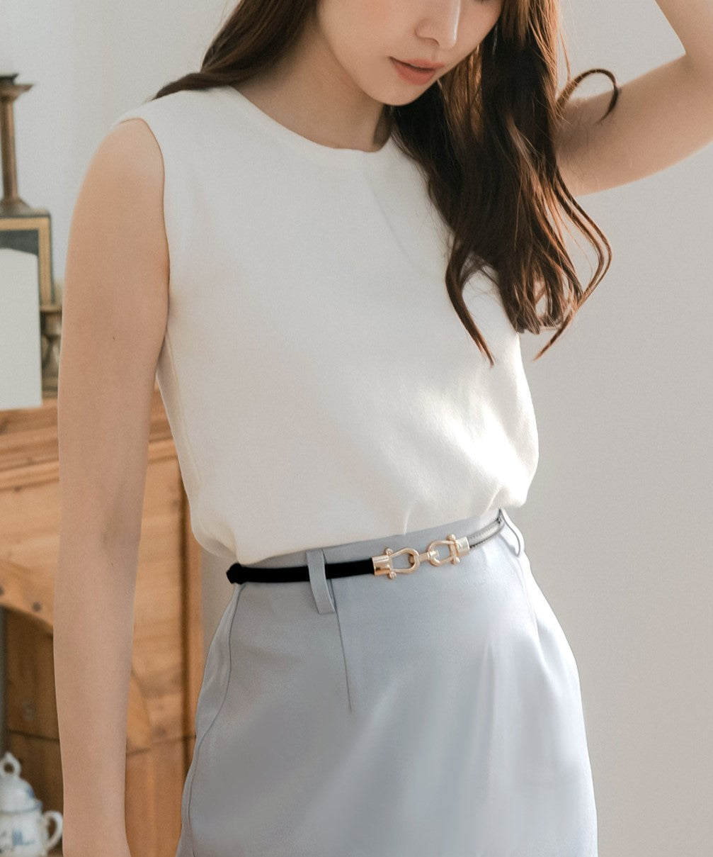ジュリアブティック JULIA BOUTIQUE Uネック・パーソナルカラーニットトップス [24517 ノースリーブ ミドル 無地 Uネック レディース ブラック 黒 グレー ピンク ホワイト 白 ]