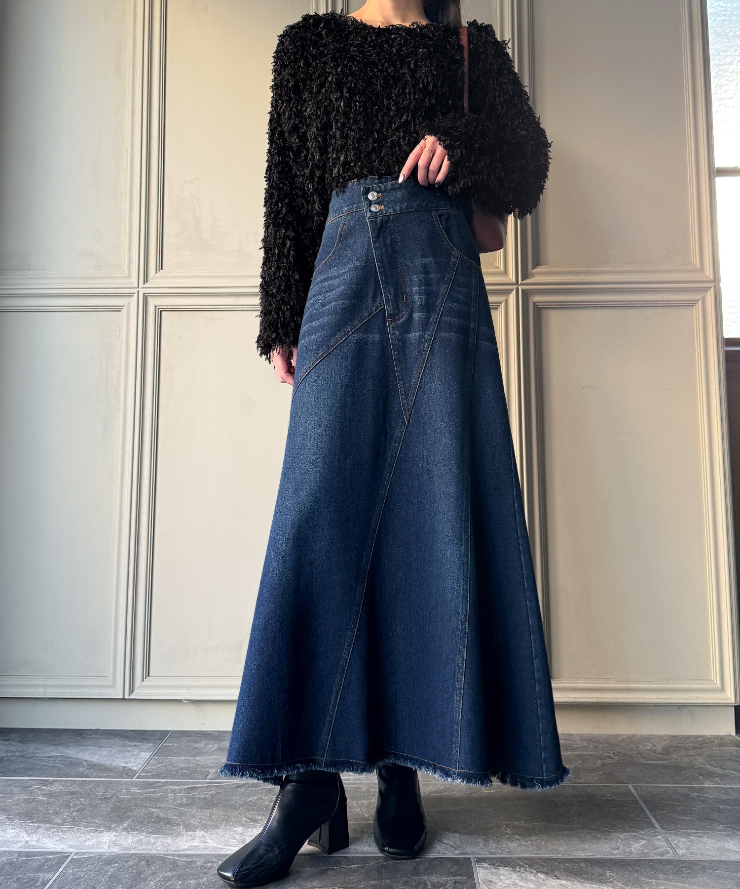 ジュノア JUNOAH アシメデザインデニムマーメイドスカート