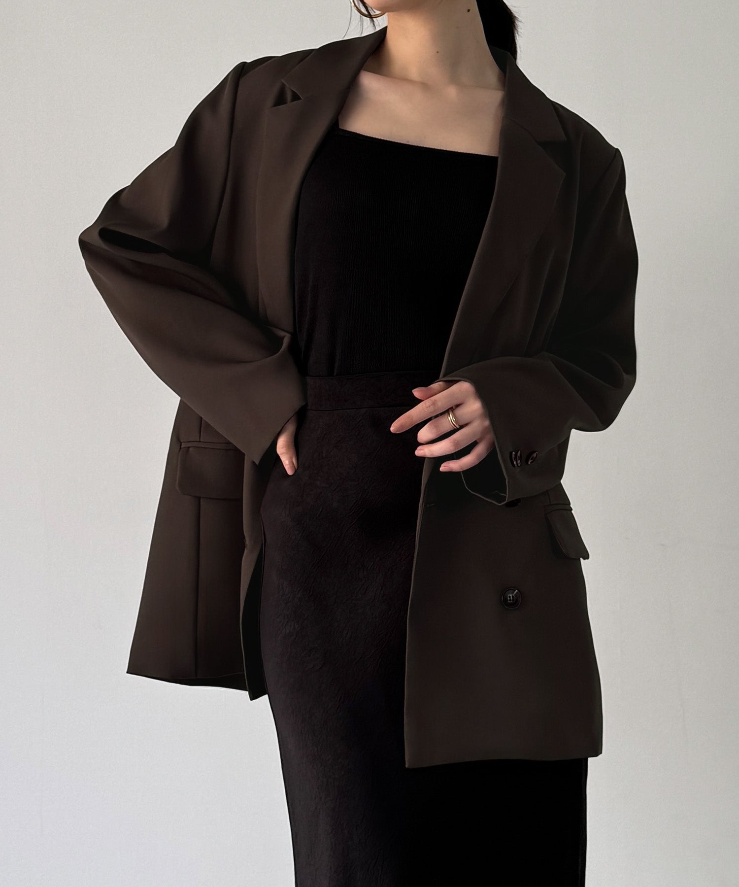 ジュノア JUNOAH バックリボンテーラードジャケット＋ショートパンツSET （ダークブラウン） ダークブラウン