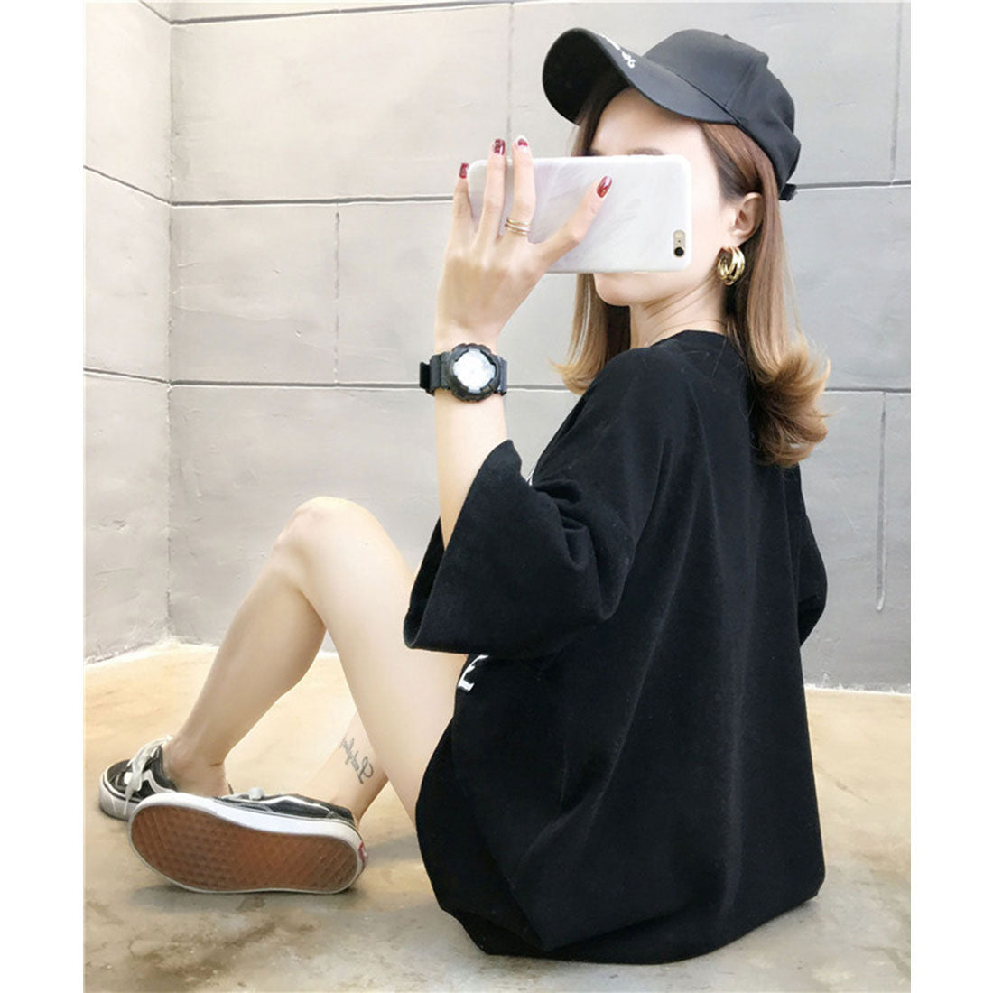 ジュノア JUNOAH プリントビッグTシャツ 韓国ファッション 春 夏 秋 韓国 トップス 半袖 春服 夏服