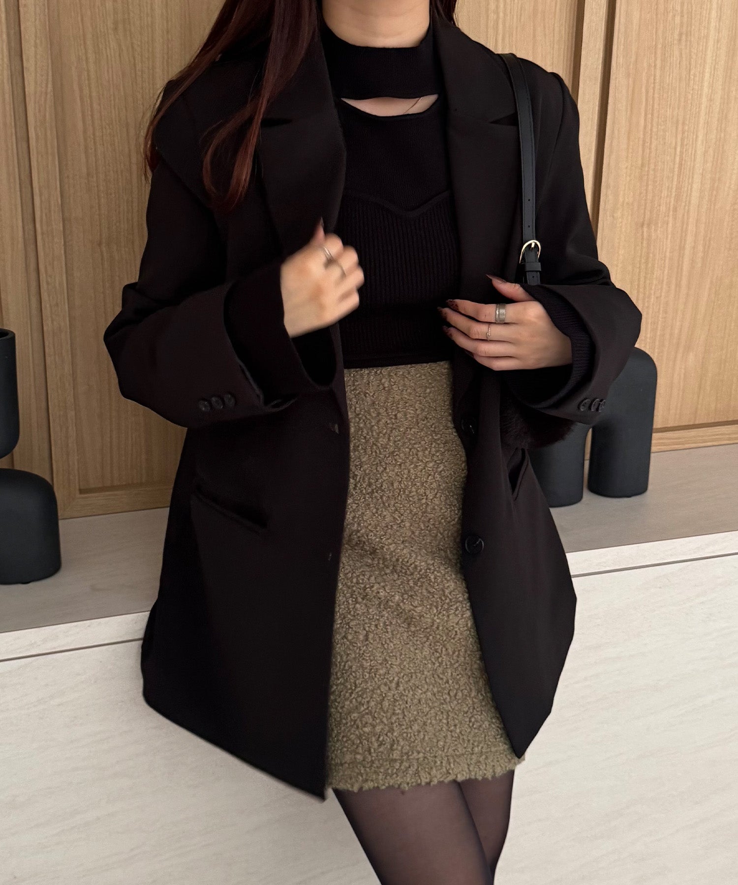 ジュノア JUNOAH ループツイードミニスカート （ダークベージュ） ダークベージュ