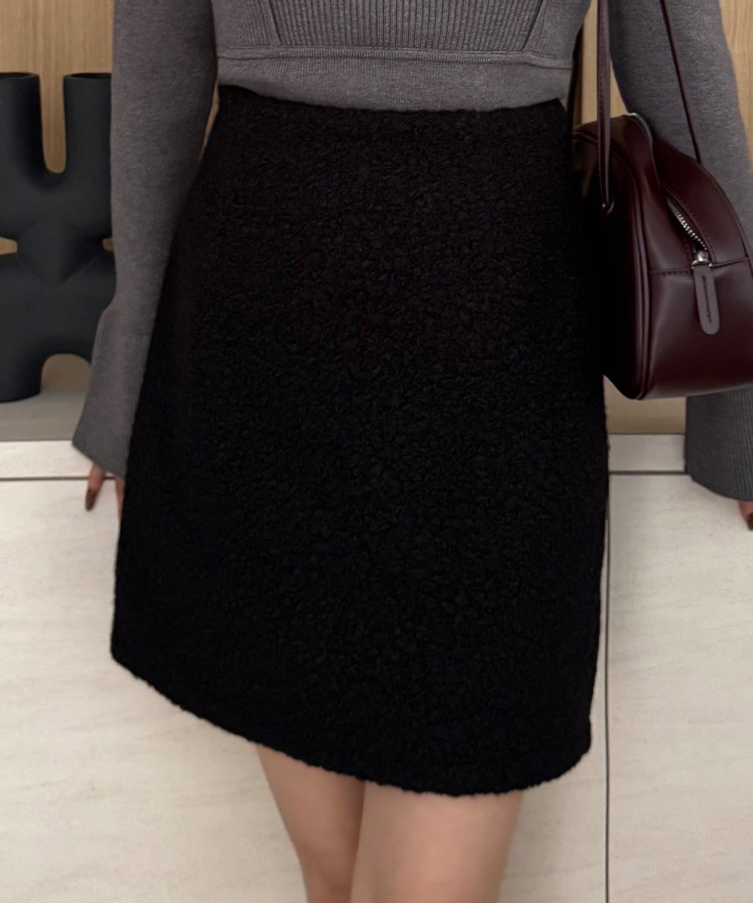 ジュノア JUNOAH ループツイードミニスカート （ブラック） ブラック