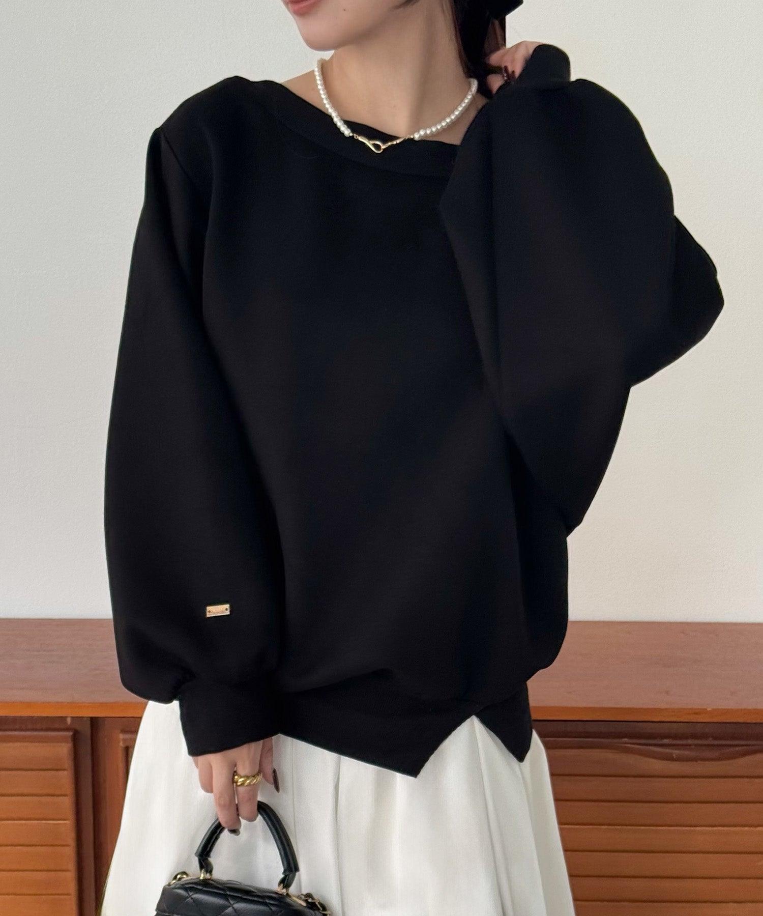 ジュノア JUNOAH ワンショルスリットスウェット （ブラック） ブラック