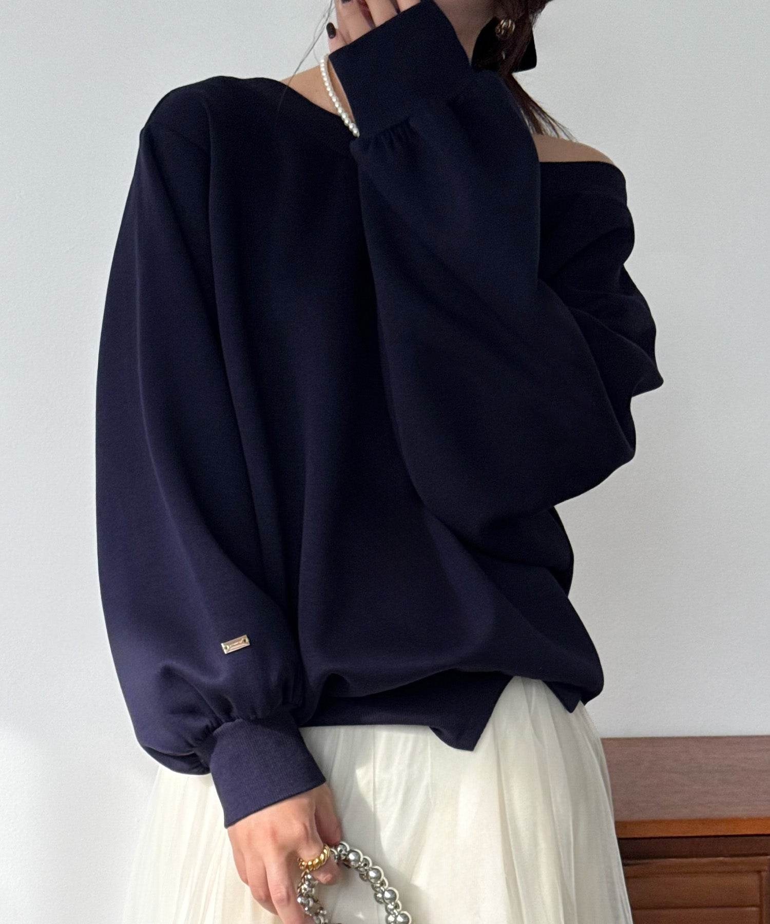 ジュノア JUNOAH ワンショルスリットスウェット （ディープネイビー） ディープネイビー