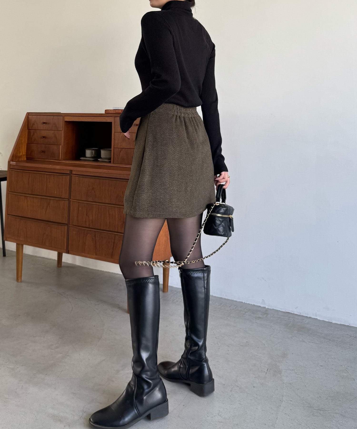 ジュノア JUNOAH ジャケット+スリットミニスカートset （ダークブラウン） ダークブラウン