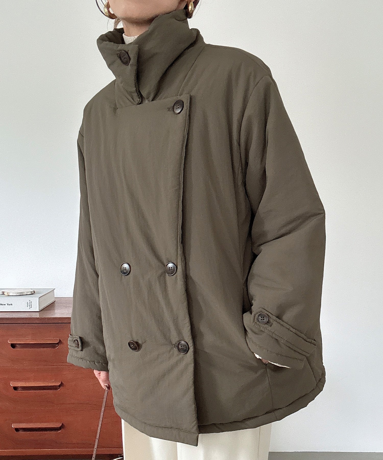 ジュノア JUNOAH ミドル丈中綿コート （ブラウン） ブラウン