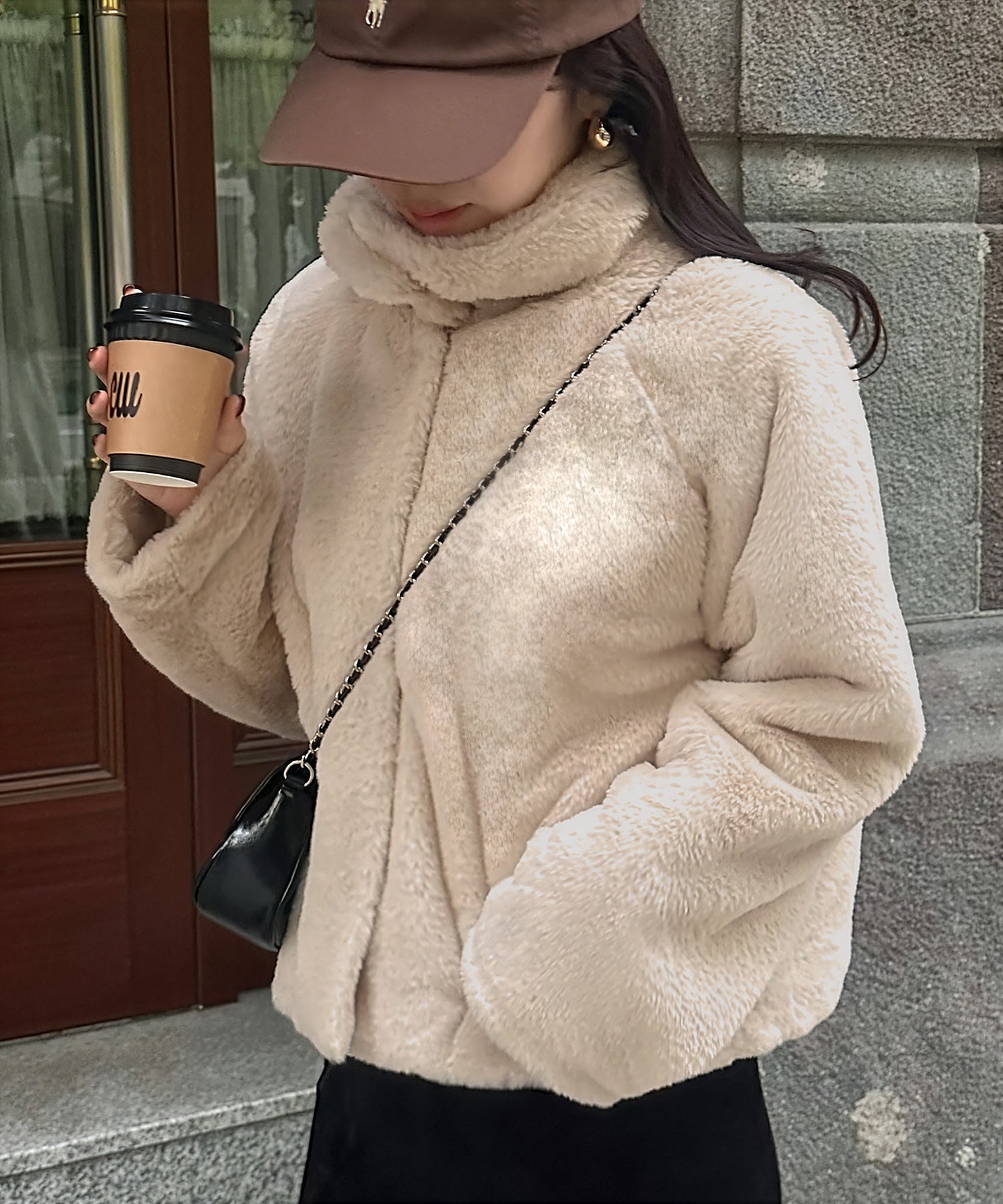 ジュノア JUNOAH フェイクファーコート （アイボリー） アイボリー