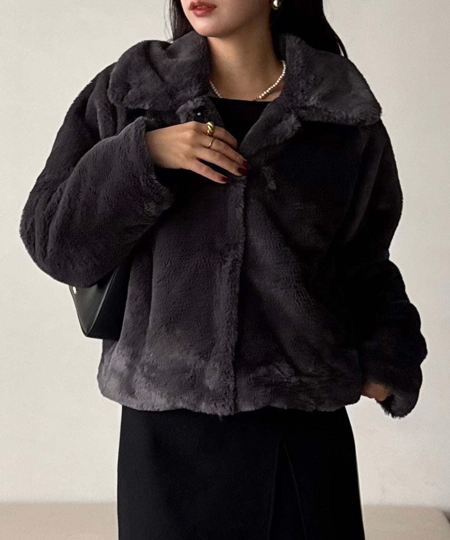 ジュノア JUNOAH フェイクファーコート （チャコール） チャコール