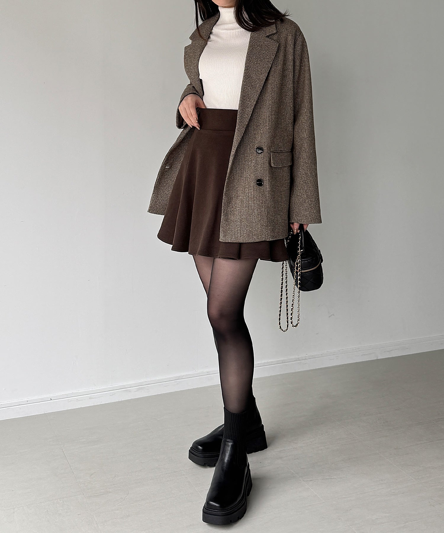 ジュノア JUNOAH チェック柄ジャケットコート （ブラウン） ブラウン