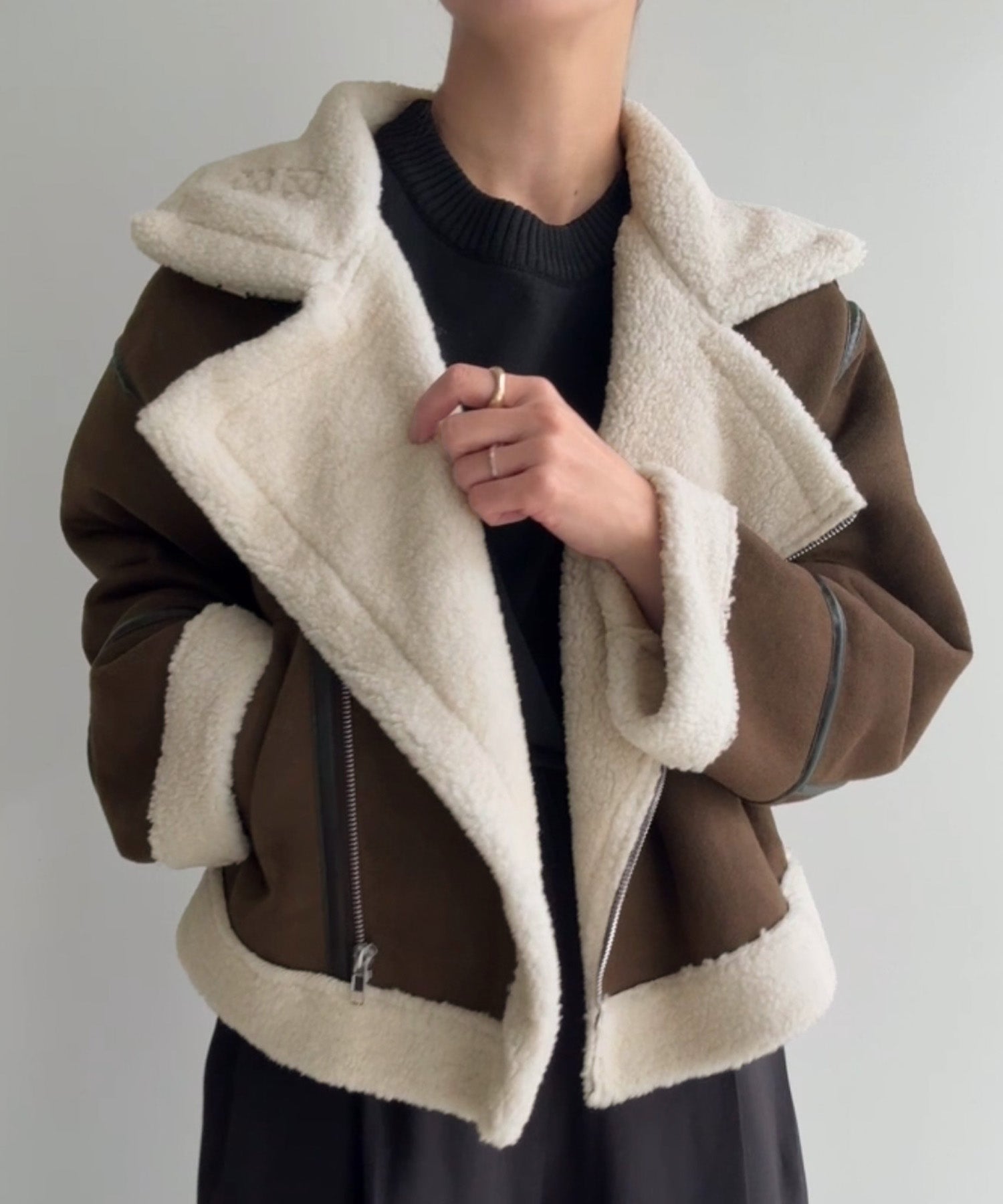 ジュノア JUNOAH ボアフェイクムートン （ブラウン） ブラウン