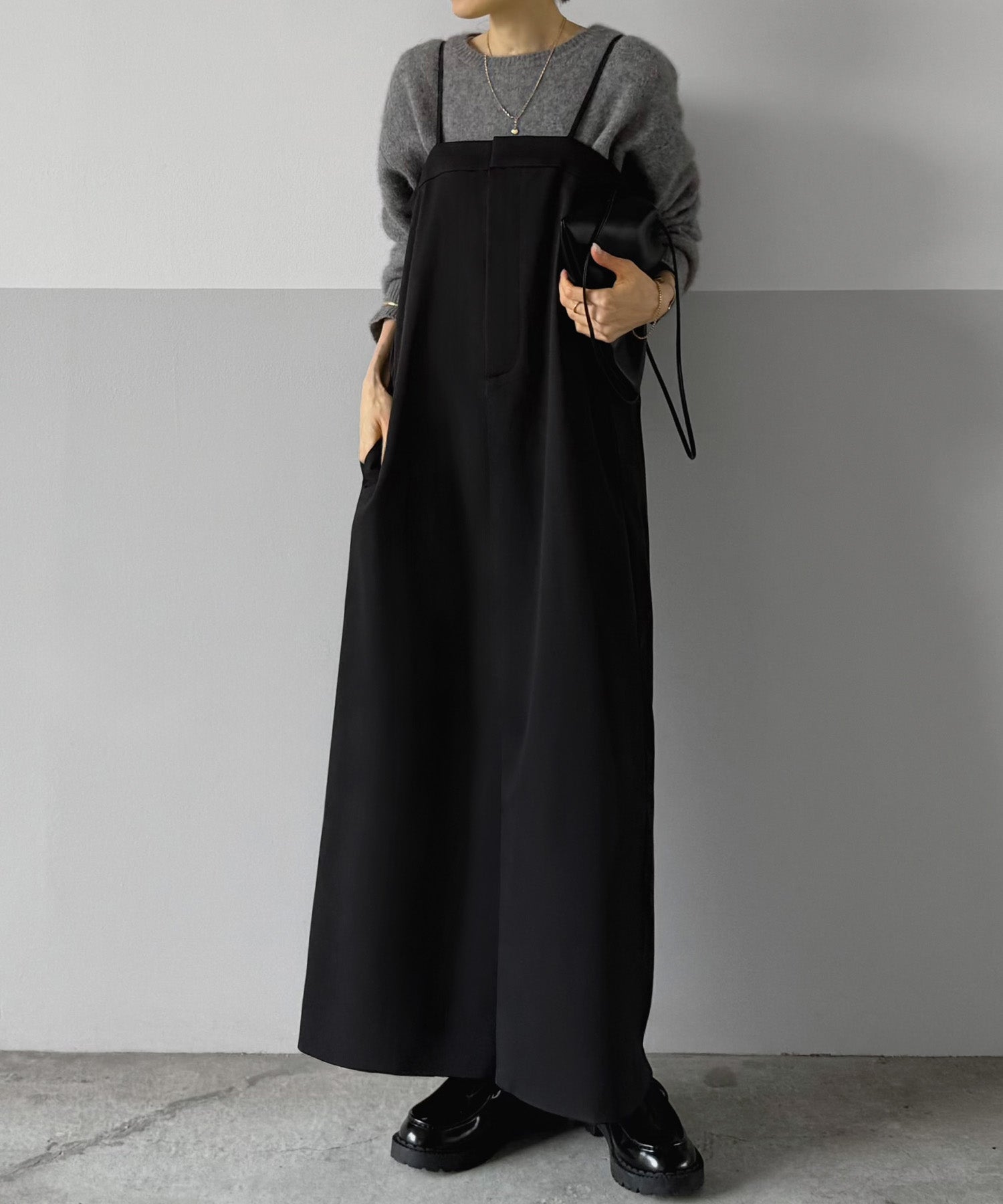 ジュノア JUNOAH ツイルキャミワンピース （ブラック） ブラック