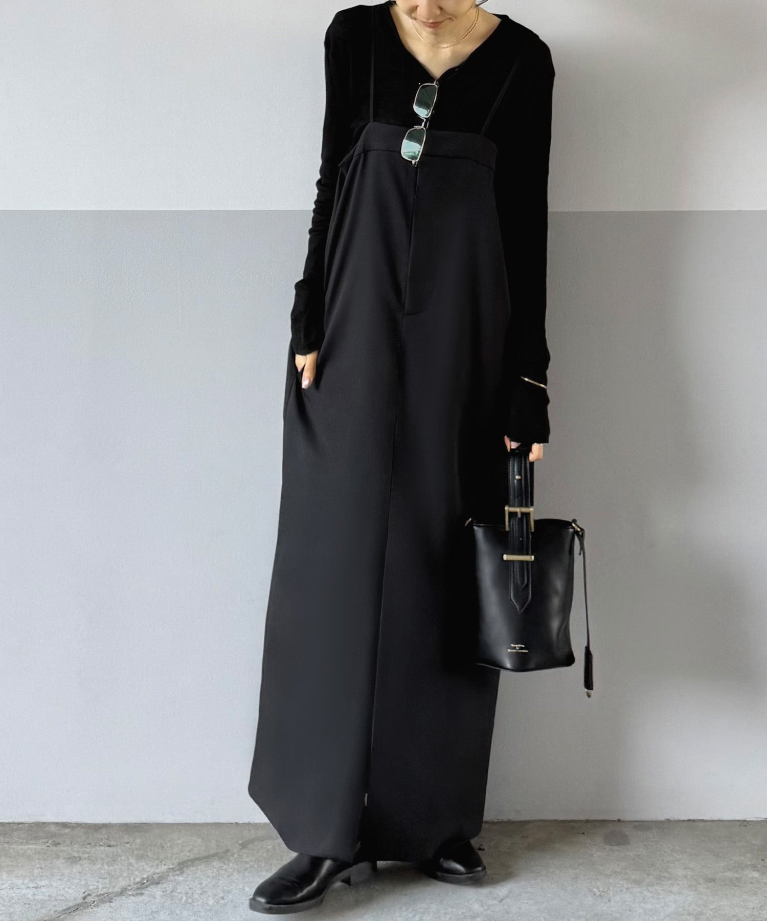 ジュノア JUNOAH ツイルキャミワンピース （ブラック） ブラック