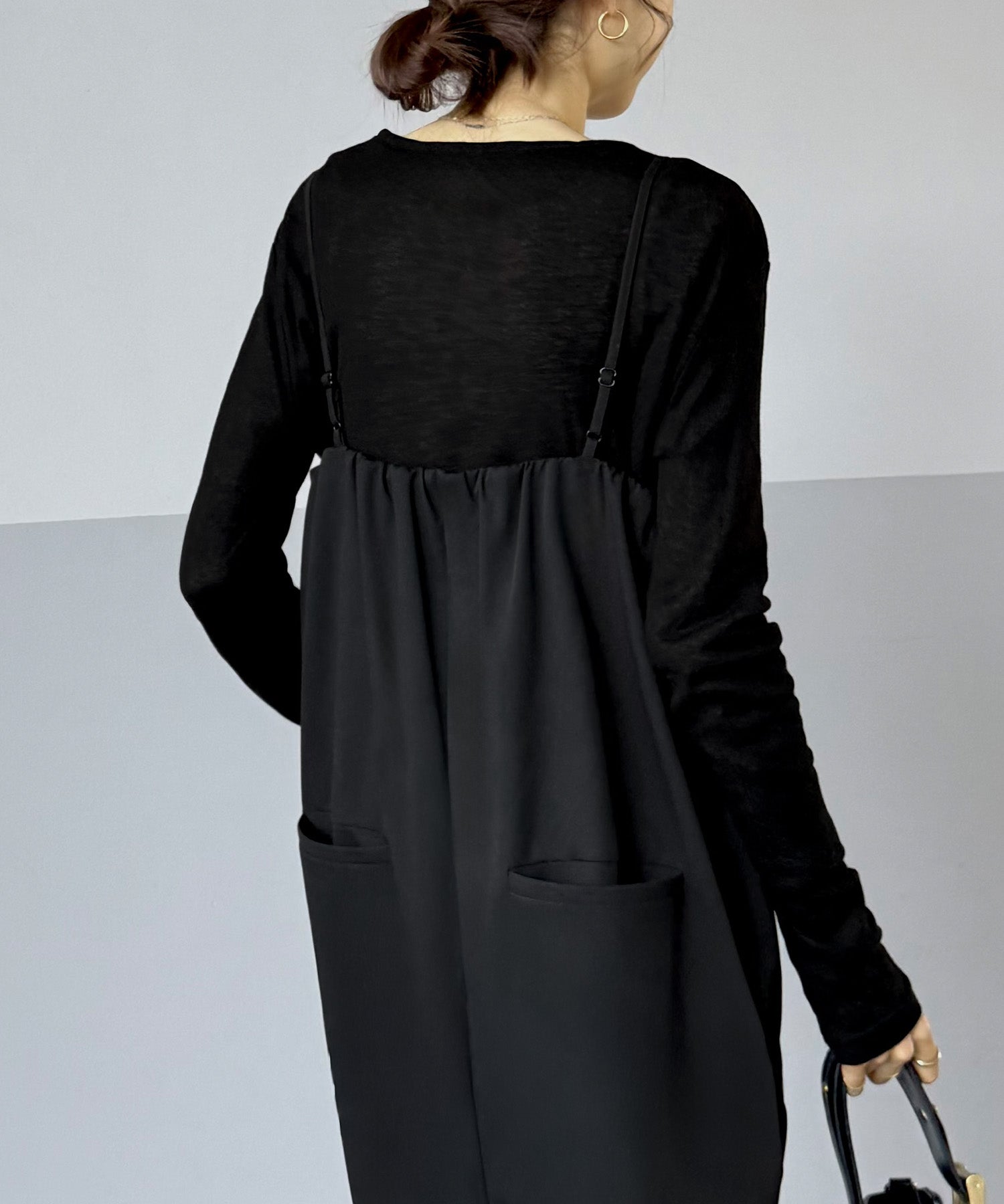 ジュノア JUNOAH ツイルキャミワンピース （ブラック） ブラック