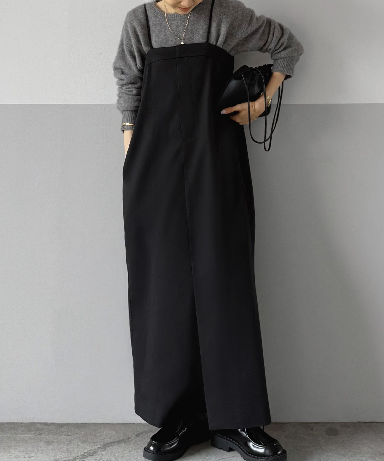 ジュノア JUNOAH ツイルキャミワンピース （ブラック） ブラック