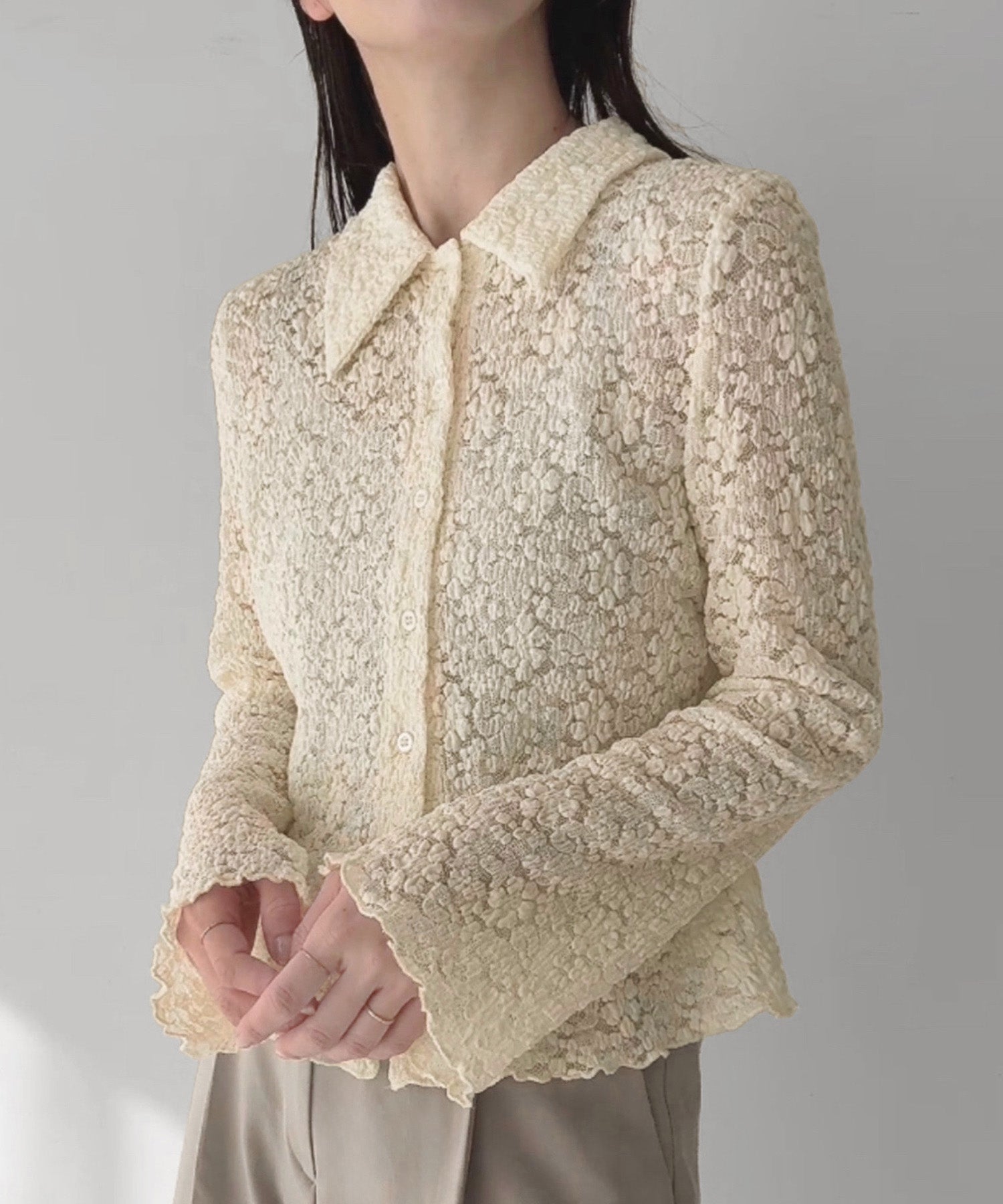 ジュノア JUNOAH 襟付きレースボレロ （アイボリー） アイボリー