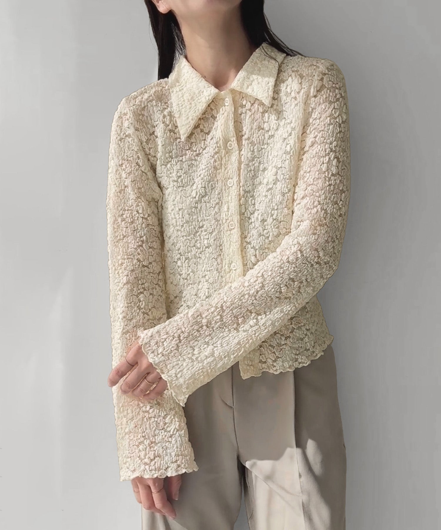 ジュノア JUNOAH 襟付きレースボレロ （アイボリー） アイボリー