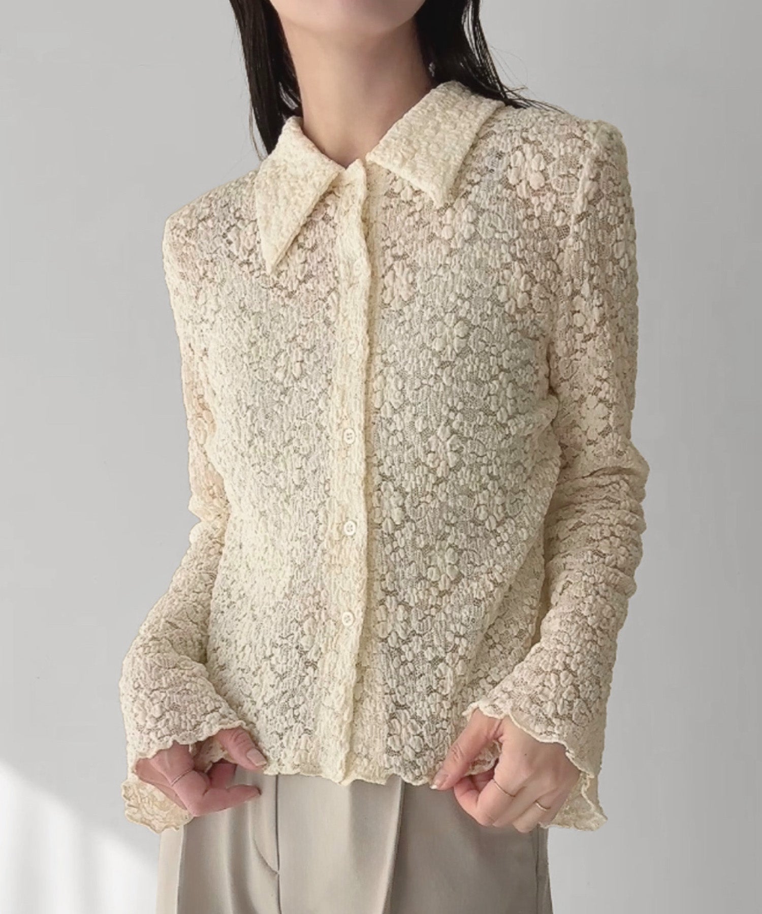 ジュノア JUNOAH 襟付きレースボレロ （アイボリー） アイボリー