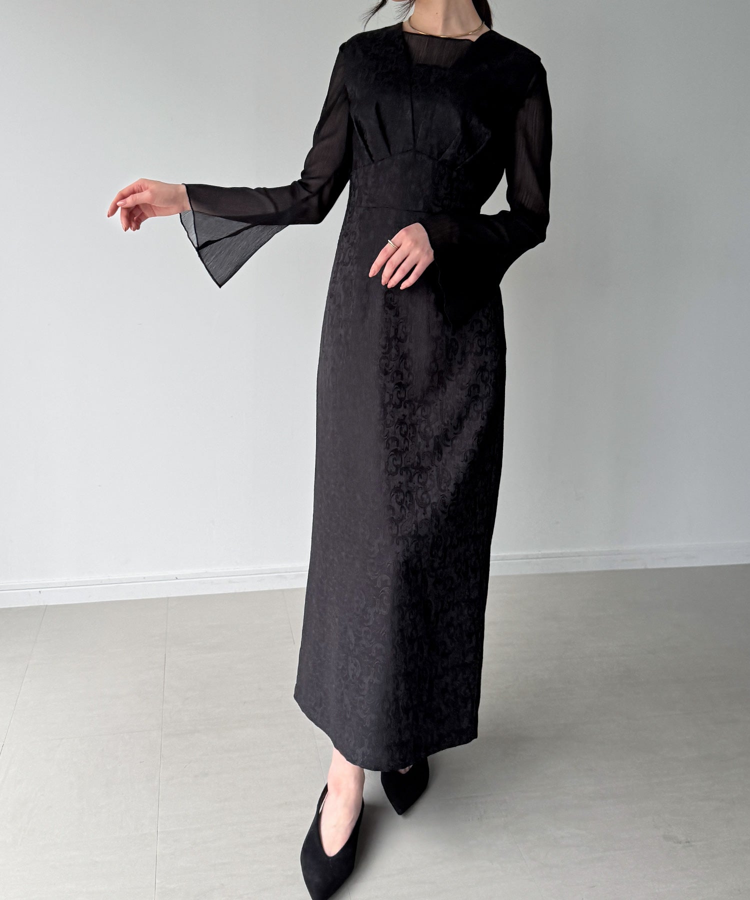 ジュノア JUNOAH ジャガードバックレースアップジャンスカ （ブラック） ブラック