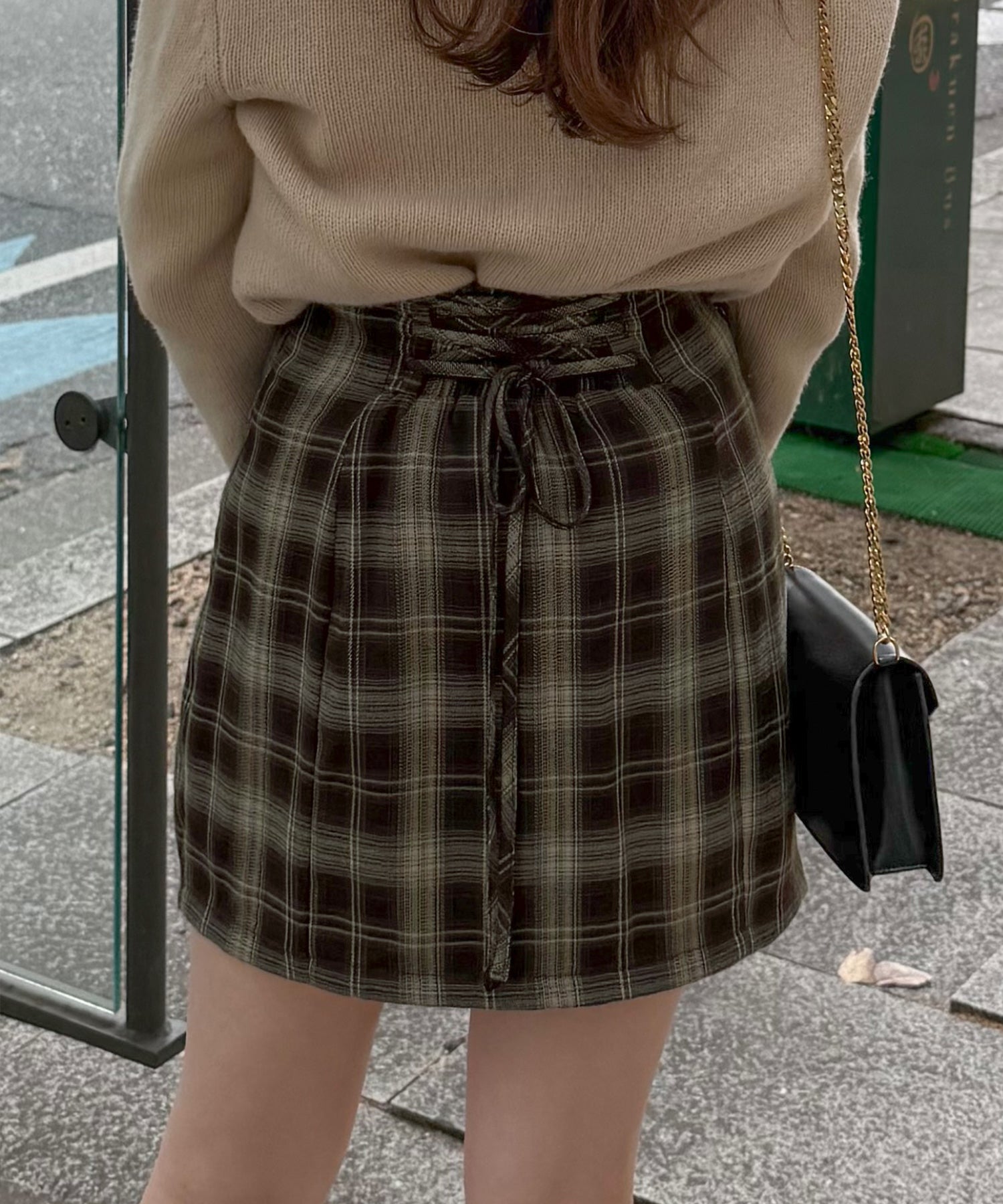 ジュノア JUNOAH バックレースアップミニスカパン （ダークブラウン） ダークブラウン