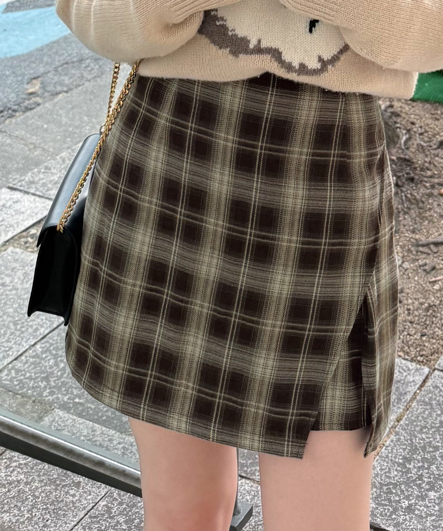 ジュノア JUNOAH バックレースアップミニスカパン （ダークブラウン） ダークブラウン