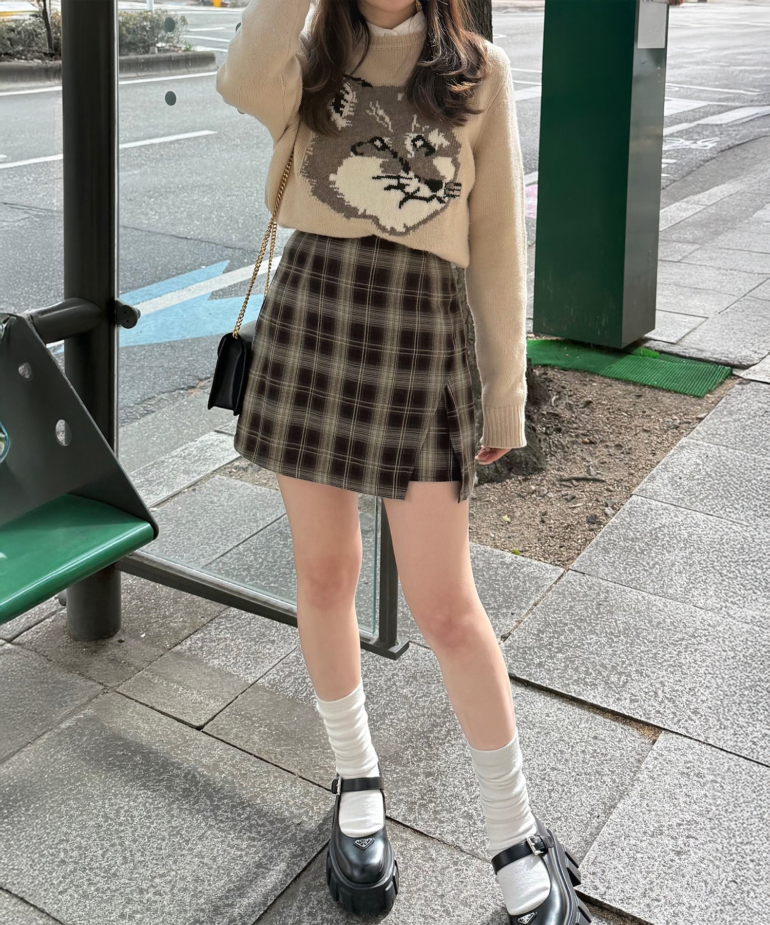 ジュノア JUNOAH バックレースアップミニスカパン （ダークブラウン） ダークブラウン