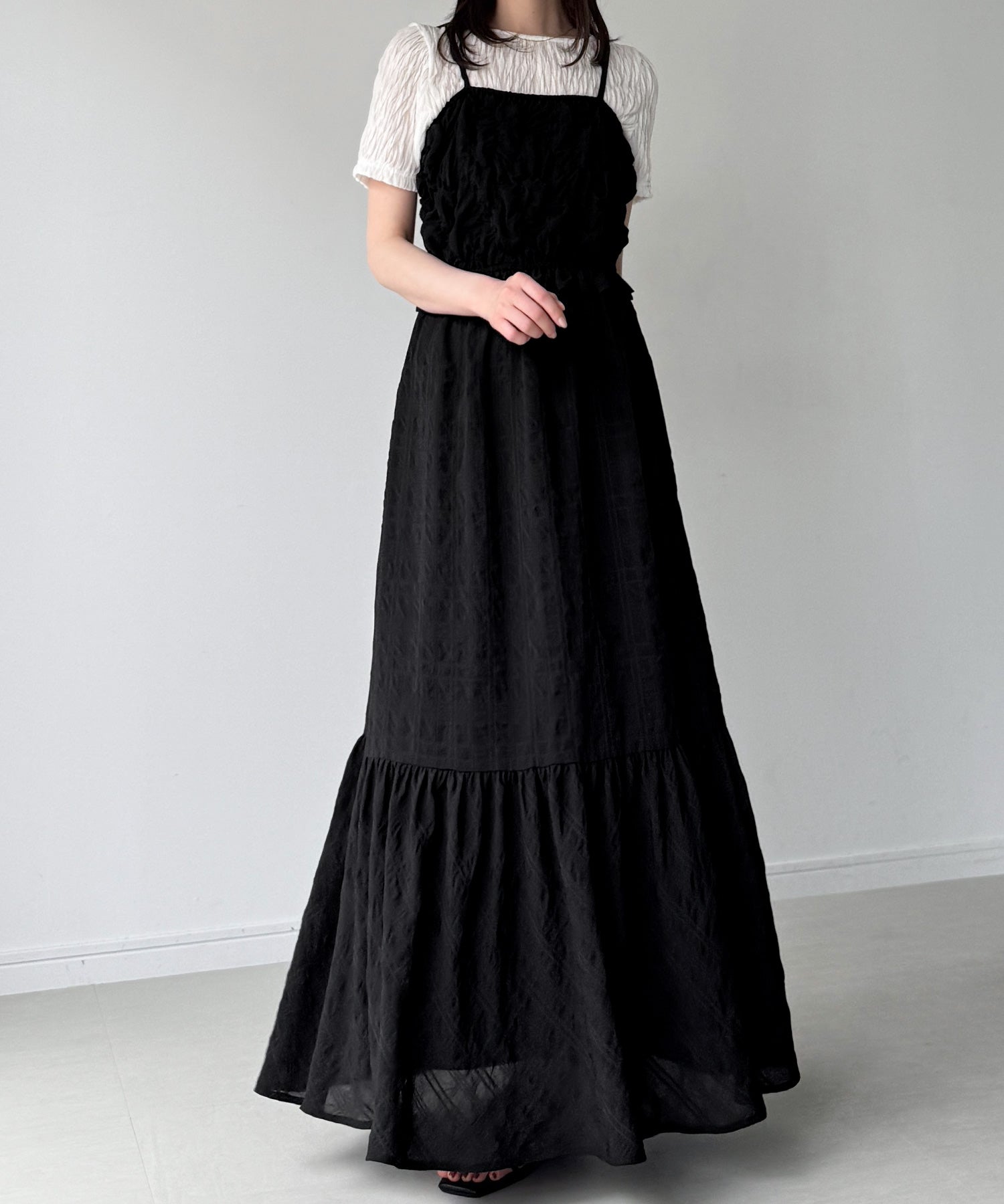 ジュノア JUNOAH シャーリングベアキャミワンピース （ブラック） ブラック