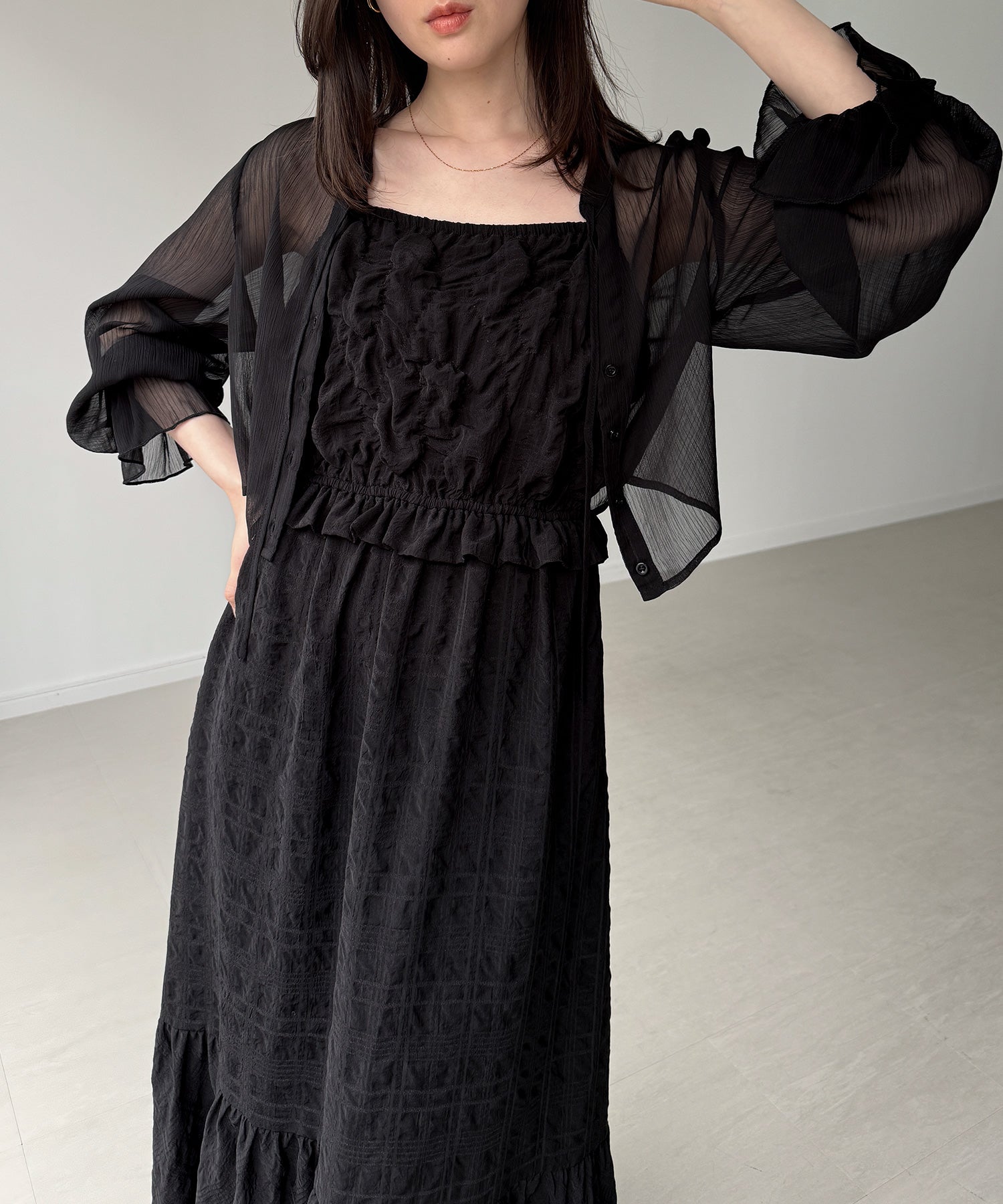 ジュノア JUNOAH シャーリングベアキャミワンピース （ブラック） ブラック