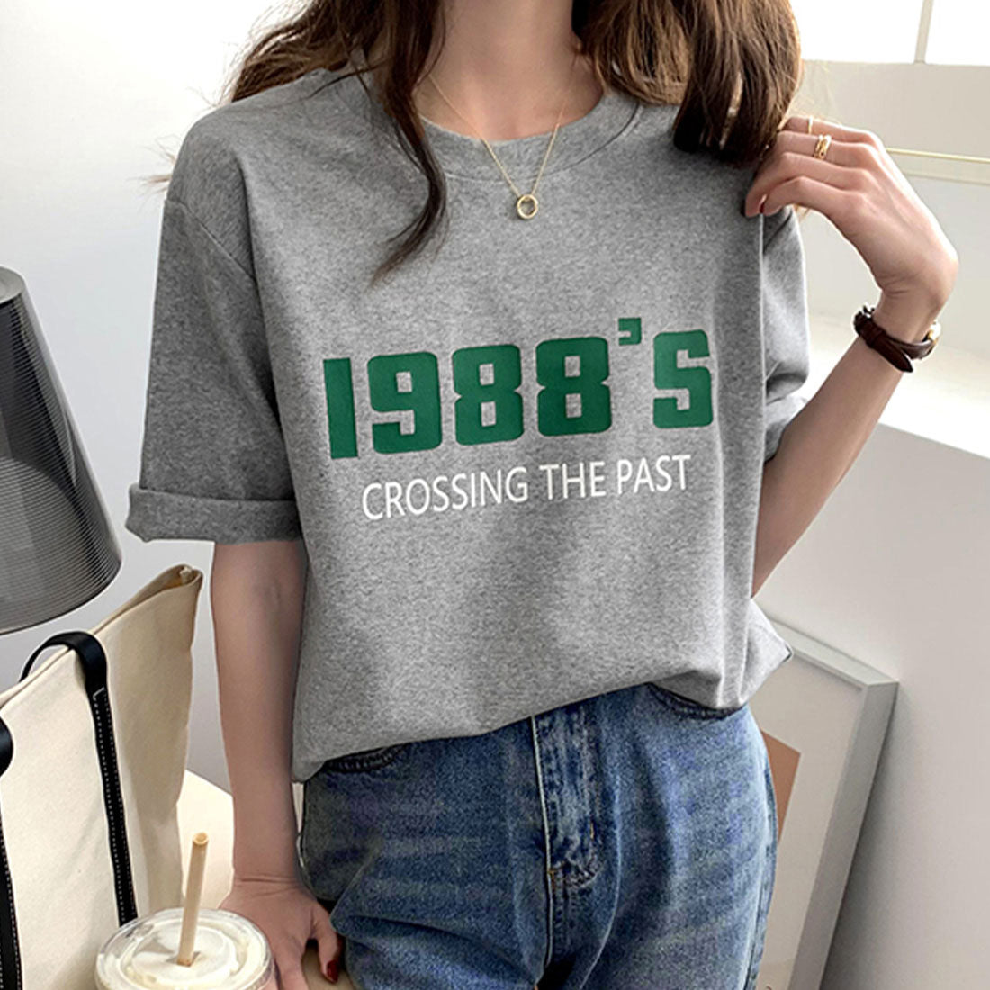 ジュノア JUNOAH カラーロゴプリントTシャツ 韓国ファッション