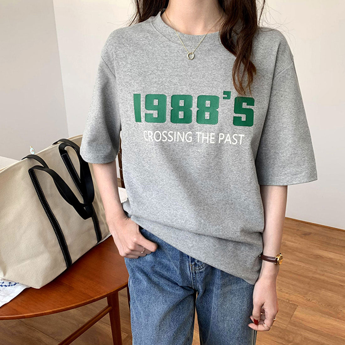 ジュノア JUNOAH カラーロゴプリントTシャツ 韓国ファッション