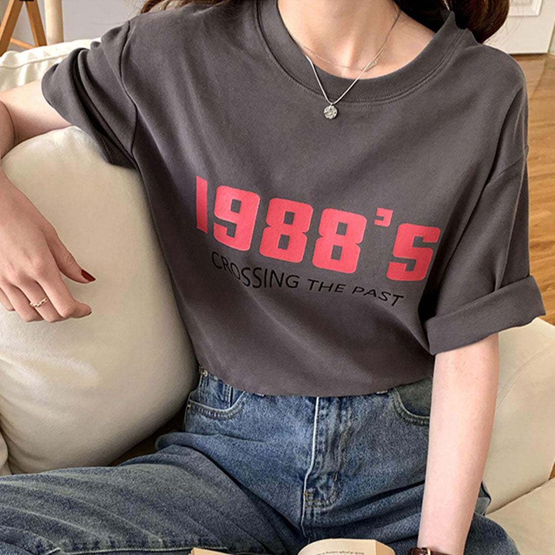 ジュノア JUNOAH カラーロゴプリントTシャツ 韓国ファッション