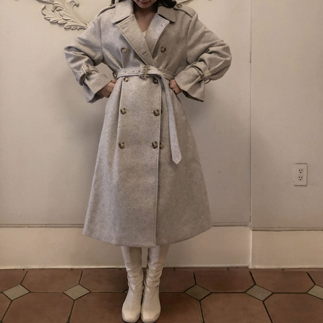 ジュノア JUNOAH ボリュームスリーブロングコート