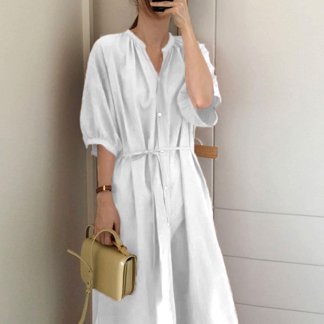 Junoa Junoah攤位彩色長度襯衫一件韓國時尚