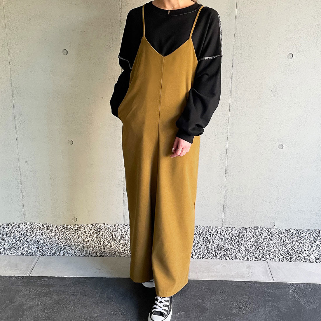 ジュノア JUNOAH バックリボンサロペット
