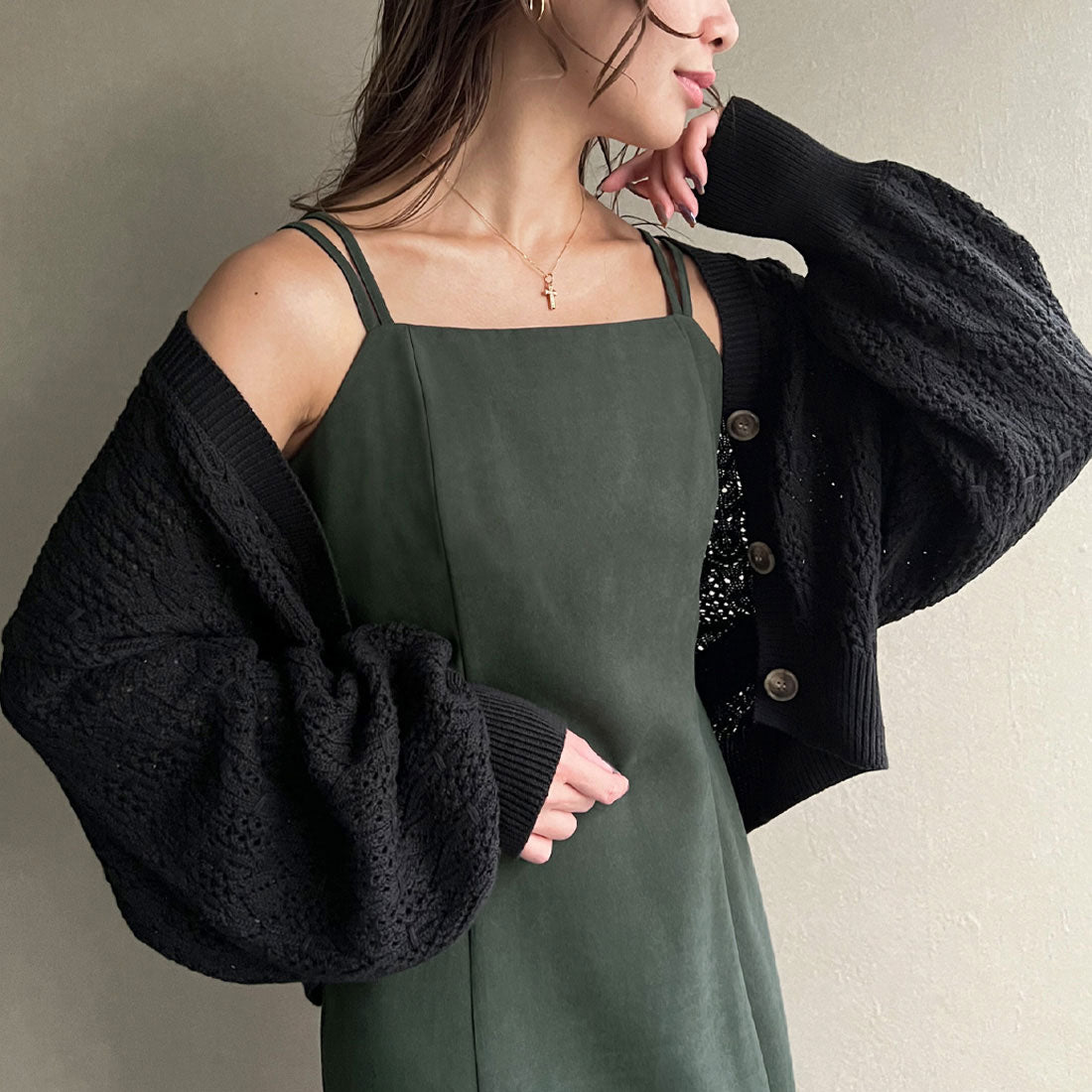 ジュノア JUNOAH ピーチスキンIラインキャミワンピース