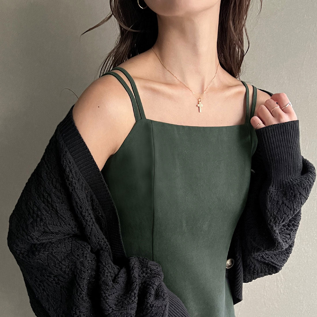 ジュノア JUNOAH ピーチスキンIラインキャミワンピース