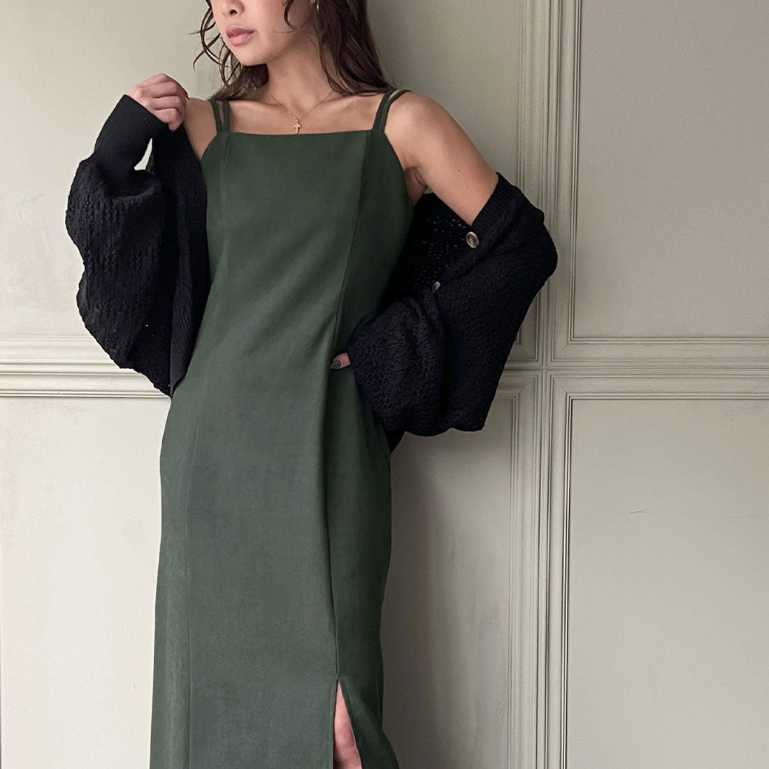 ジュノア JUNOAH ピーチスキンIラインキャミワンピース