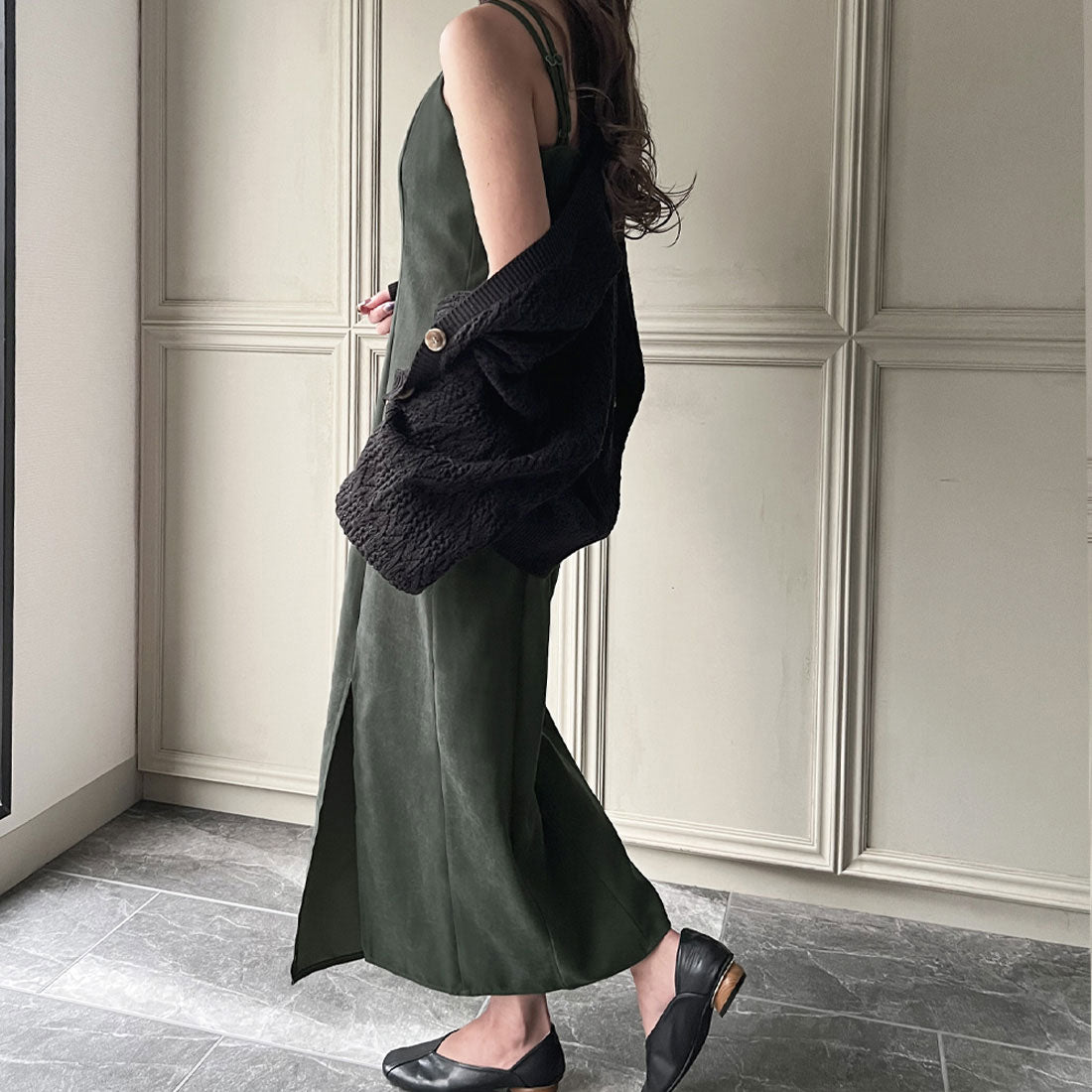 ジュノア JUNOAH ピーチスキンIラインキャミワンピース