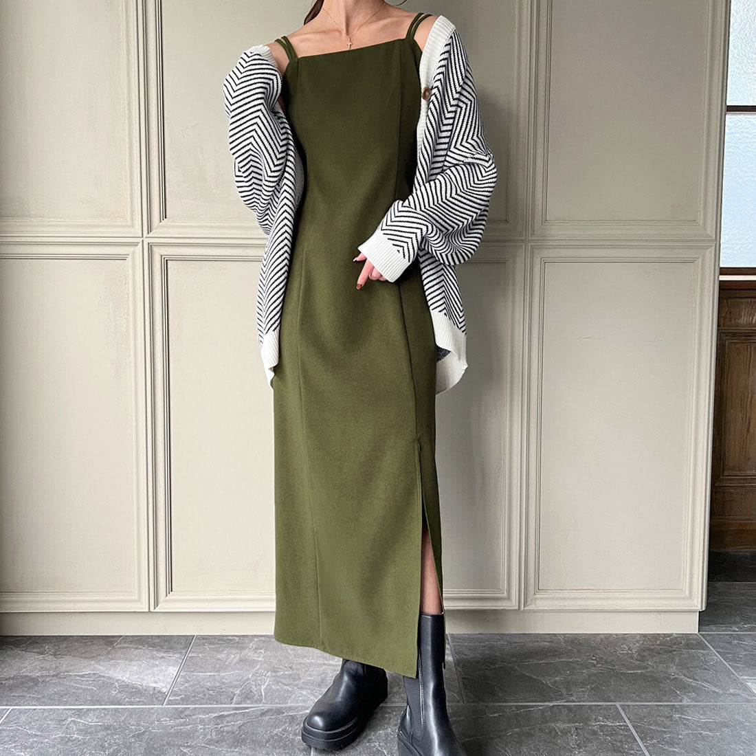 ジュノア JUNOAH ピーチスキンIラインキャミワンピース