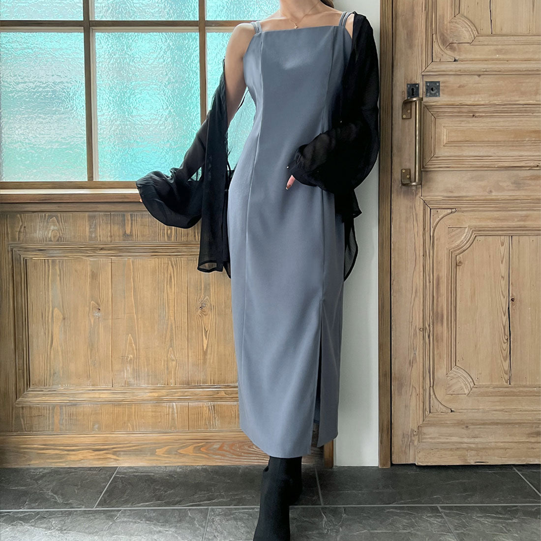 ジュノア JUNOAH ピーチスキンIラインキャミワンピース