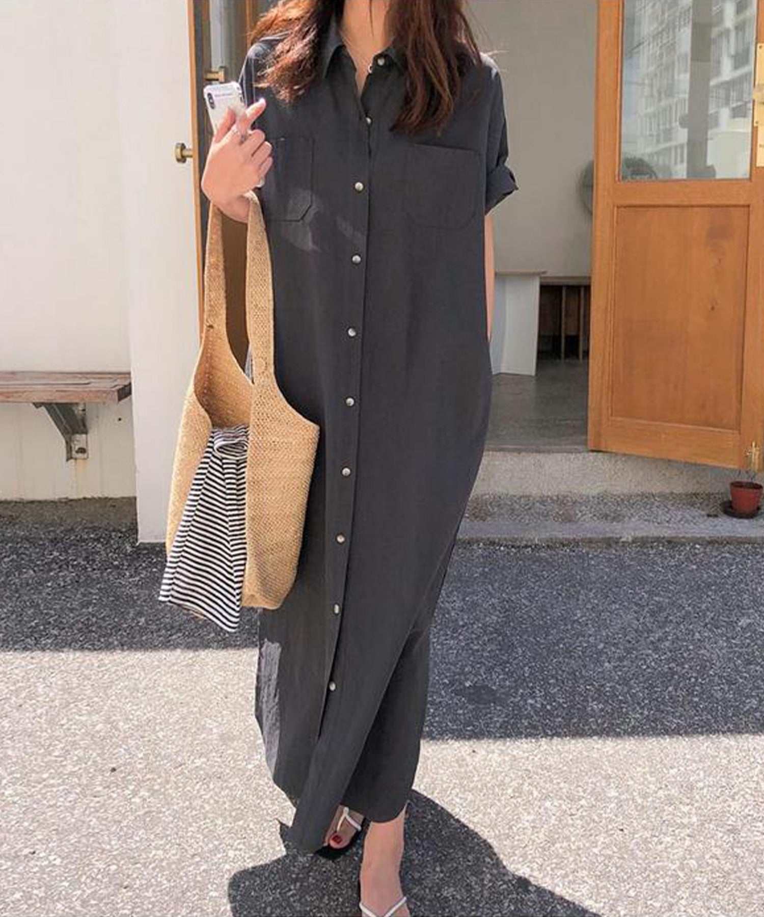 AMOUR BOX Relaxed Maxi Shirt Dress