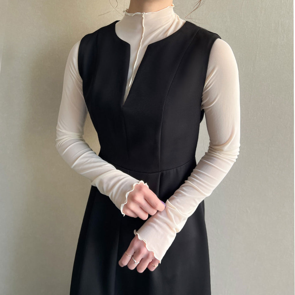 JUNOAH Key Neck Sleeveless Flare One-Piece Dress
