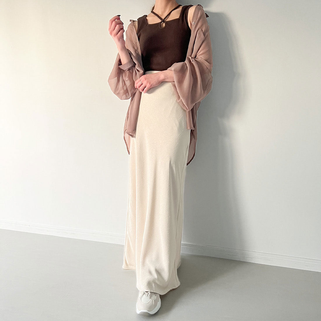 ジュノア JUNOAH クロスネックリブタンクトップ