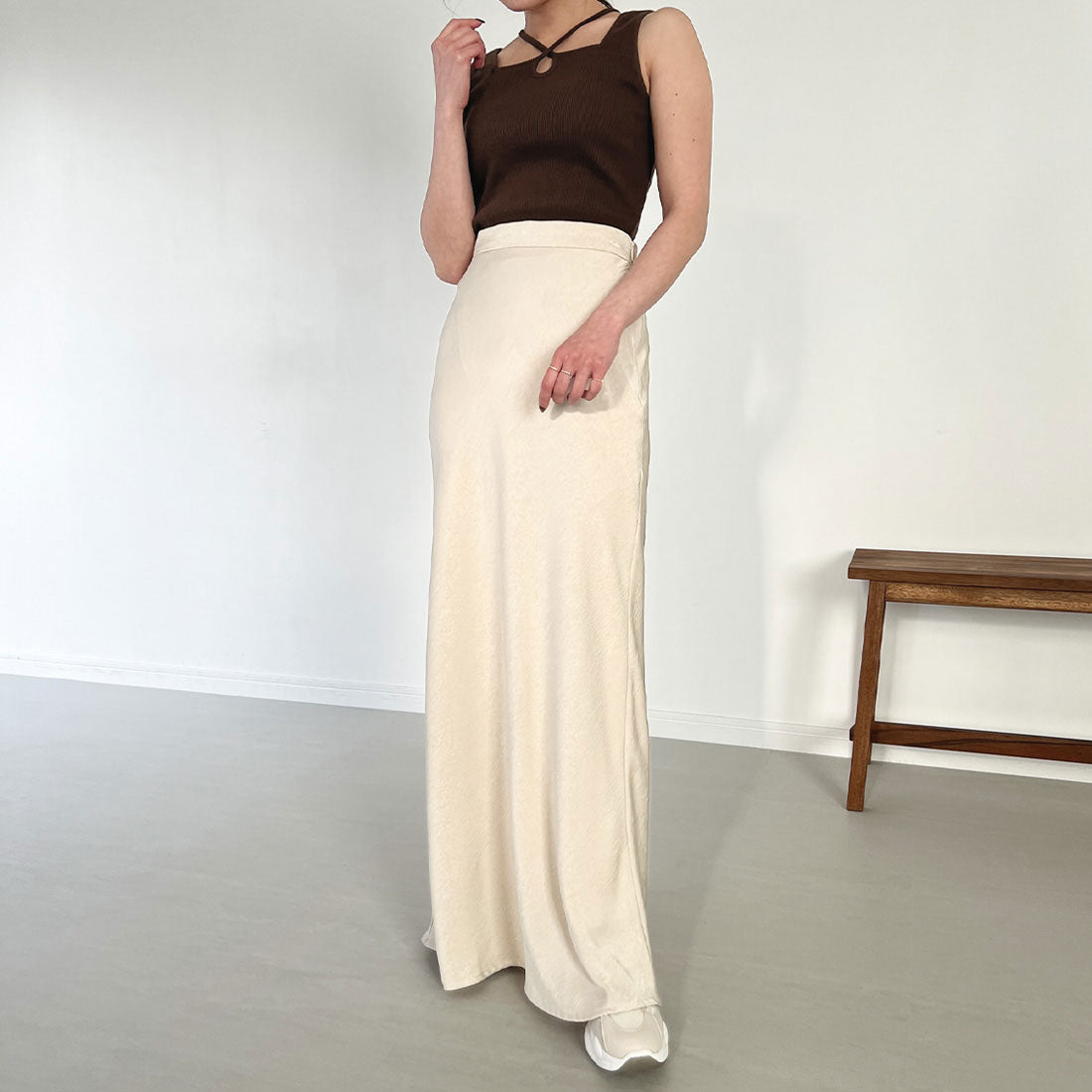 ジュノア JUNOAH クロスネックリブタンクトップ